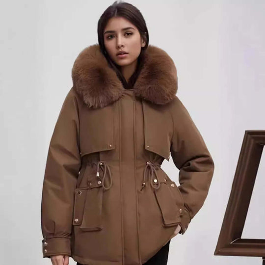 EB | Damen Winter Kunstpelzkragen Mantel