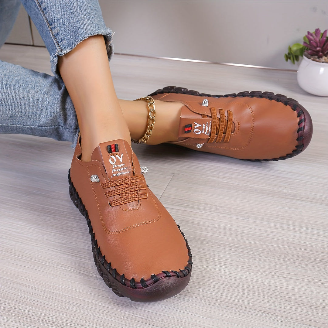EB | Bequeme Lederschuhe mit Runder Spitze