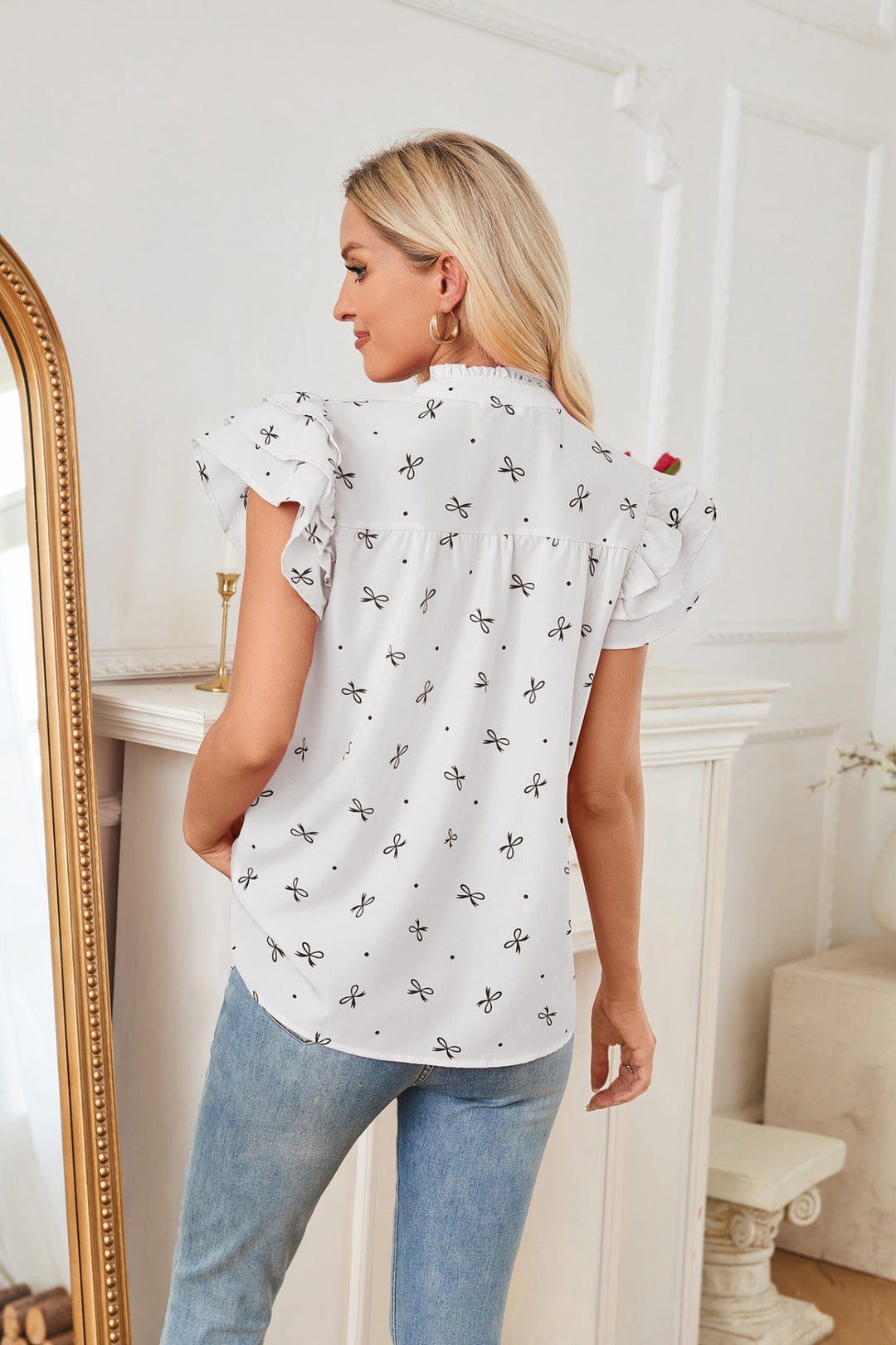 EB | Chiffon-Oberteil mit Lotusblattärmeln