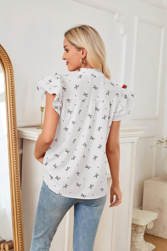 EB | Chiffon-Oberteil mit Lotusblattärmeln