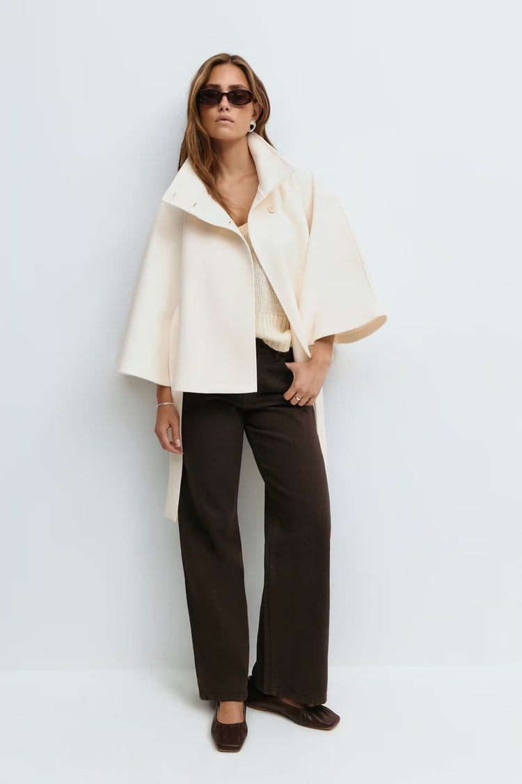 EB | Hoher Kragen Gürtelmantel Elegante Minimalistische Oberbekleidung