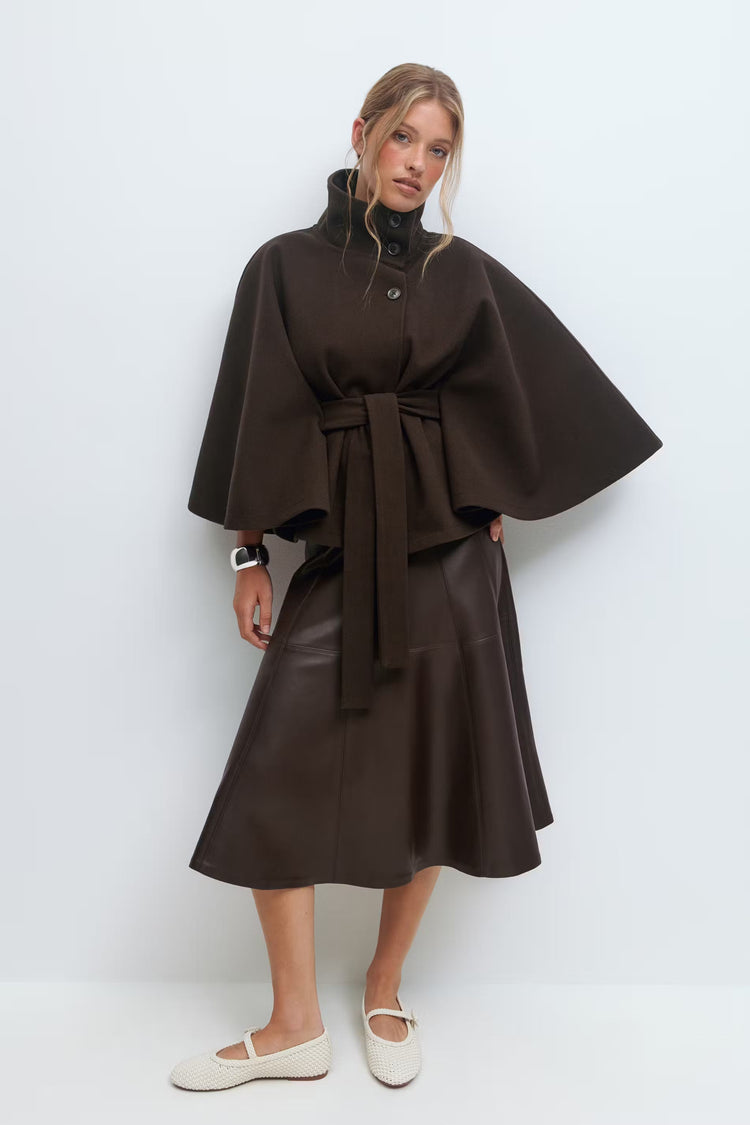 EB | Hoher Kragen Gürtelmantel Elegante Minimalistische Oberbekleidung