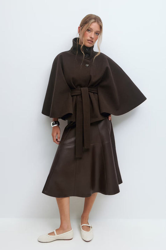 EB | Hoher Kragen Gürtelmantel Elegante Minimalistische Oberbekleidung