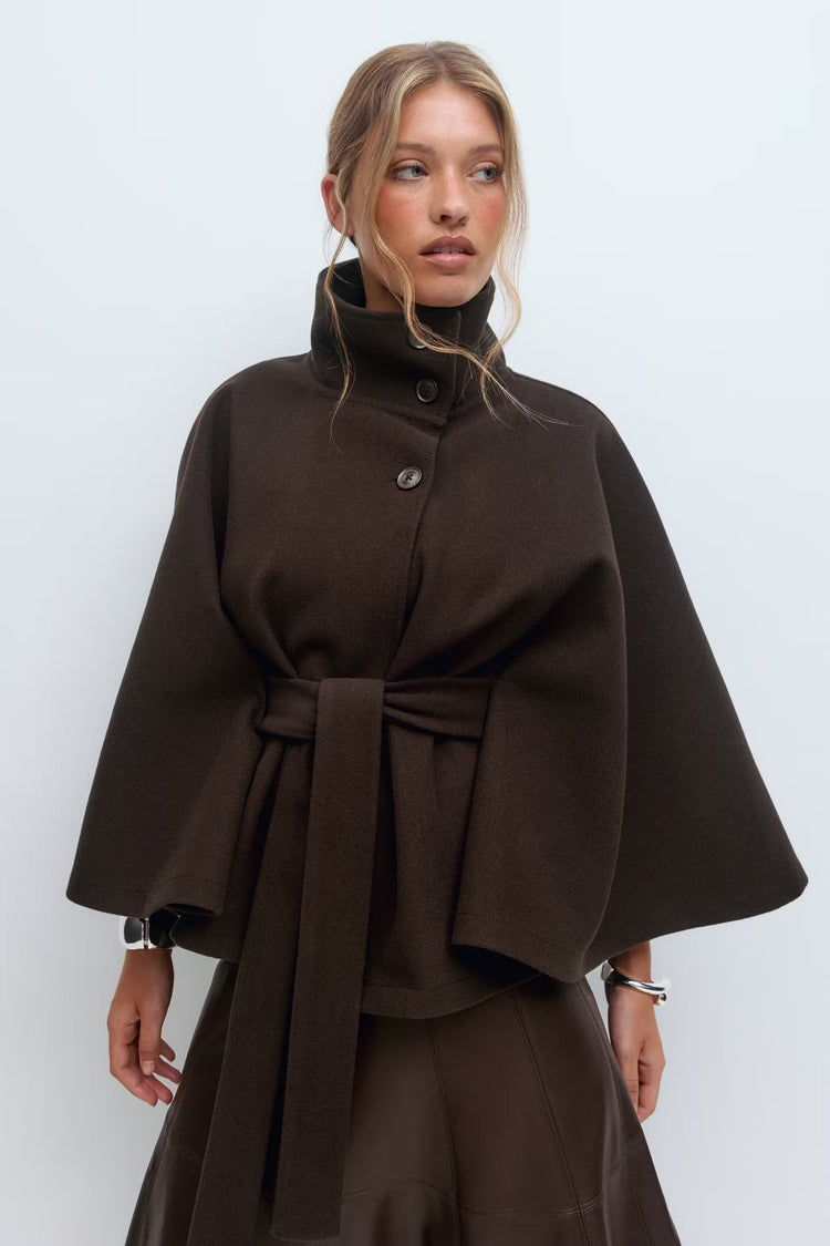 EB | Hoher Kragen Gürtelmantel Elegante Minimalistische Oberbekleidung