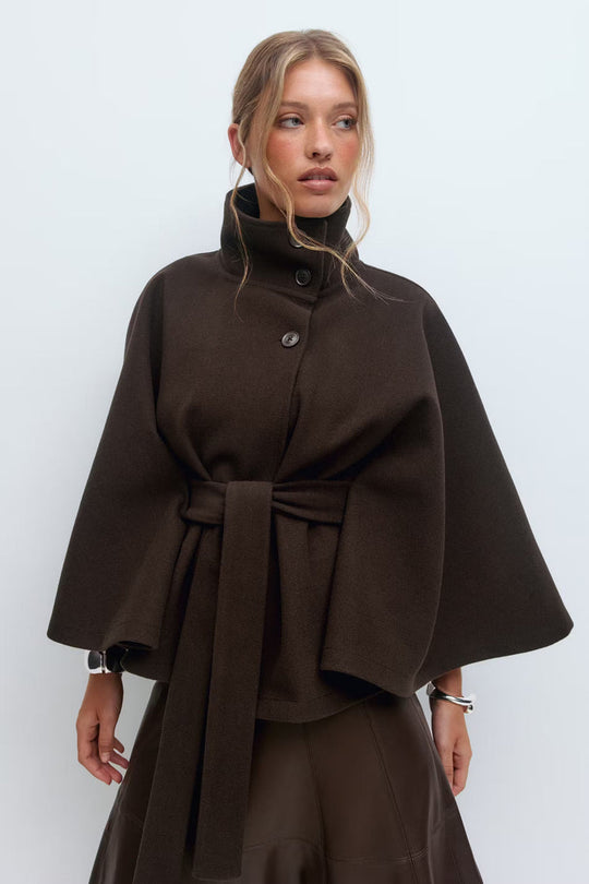 EB | Hoher Kragen Gürtelmantel Elegante Minimalistische Oberbekleidung