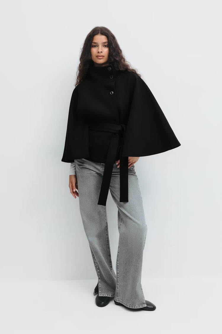 EB | Hoher Kragen Gürtelmantel Elegante Minimalistische Oberbekleidung
