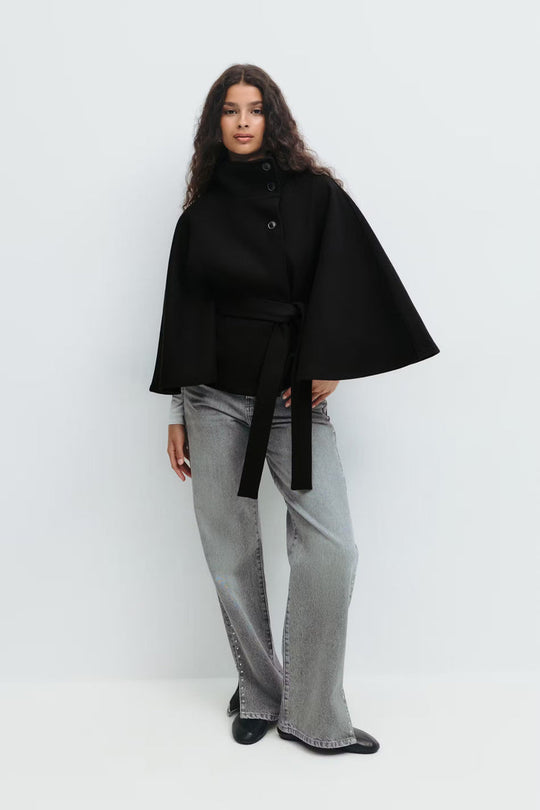 EB | Hoher Kragen Gürtelmantel Elegante Minimalistische Oberbekleidung