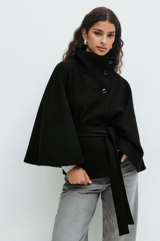EB | Hoher Kragen Gürtelmantel Elegante Minimalistische Oberbekleidung