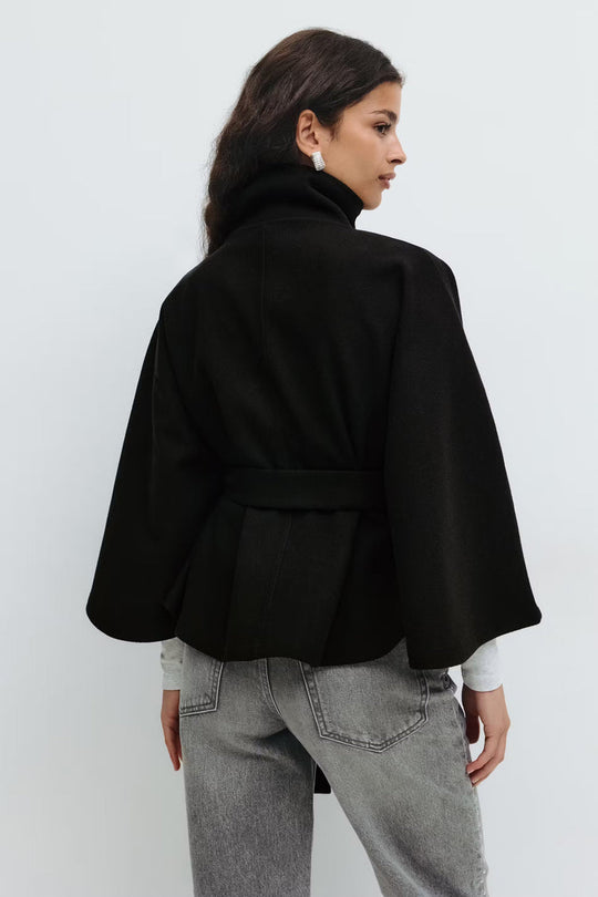 EB | Hoher Kragen Gürtelmantel Elegante Minimalistische Oberbekleidung