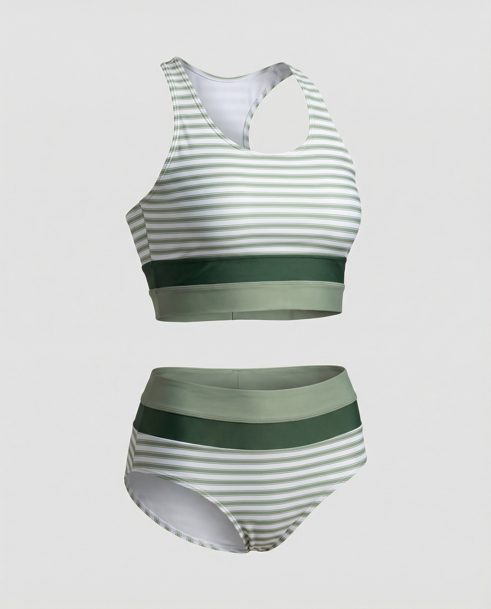 EB | Gestreiftes Reißverschluss-Rücken Schick Bikini Set
