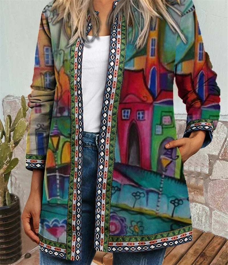 EB | Boho Jacke mit Farbenfrohem Muster