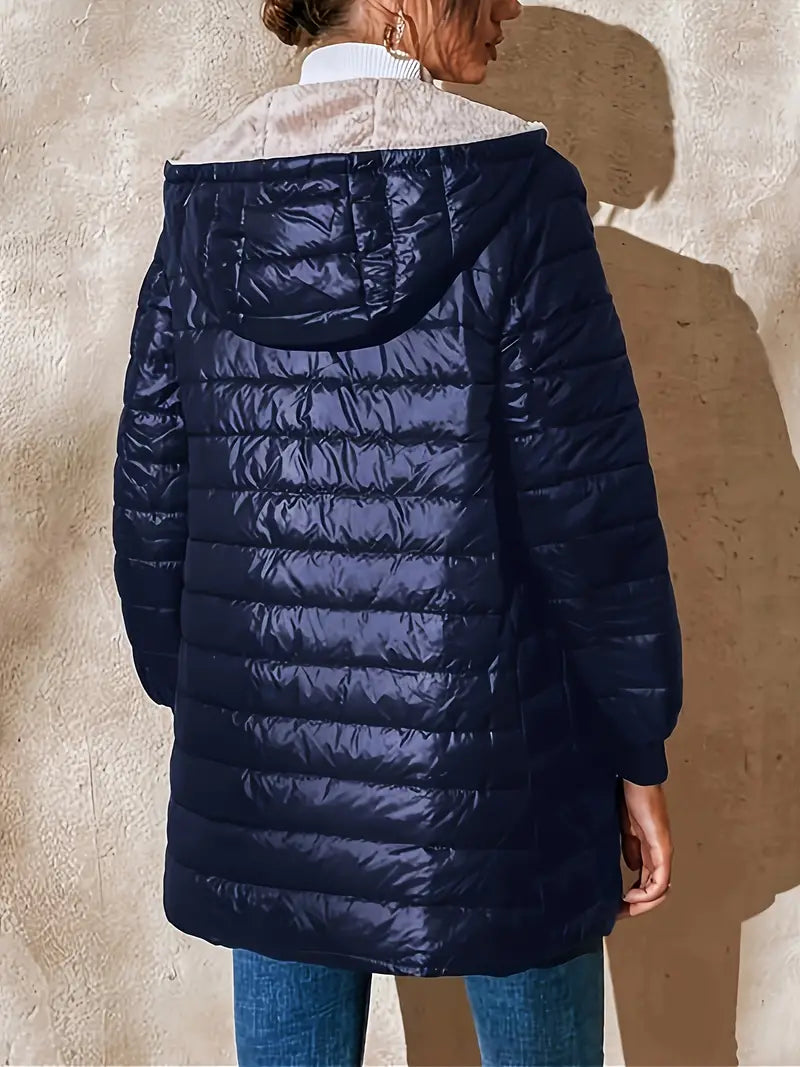 EB | Mittellange Kapuzen Steppjacke