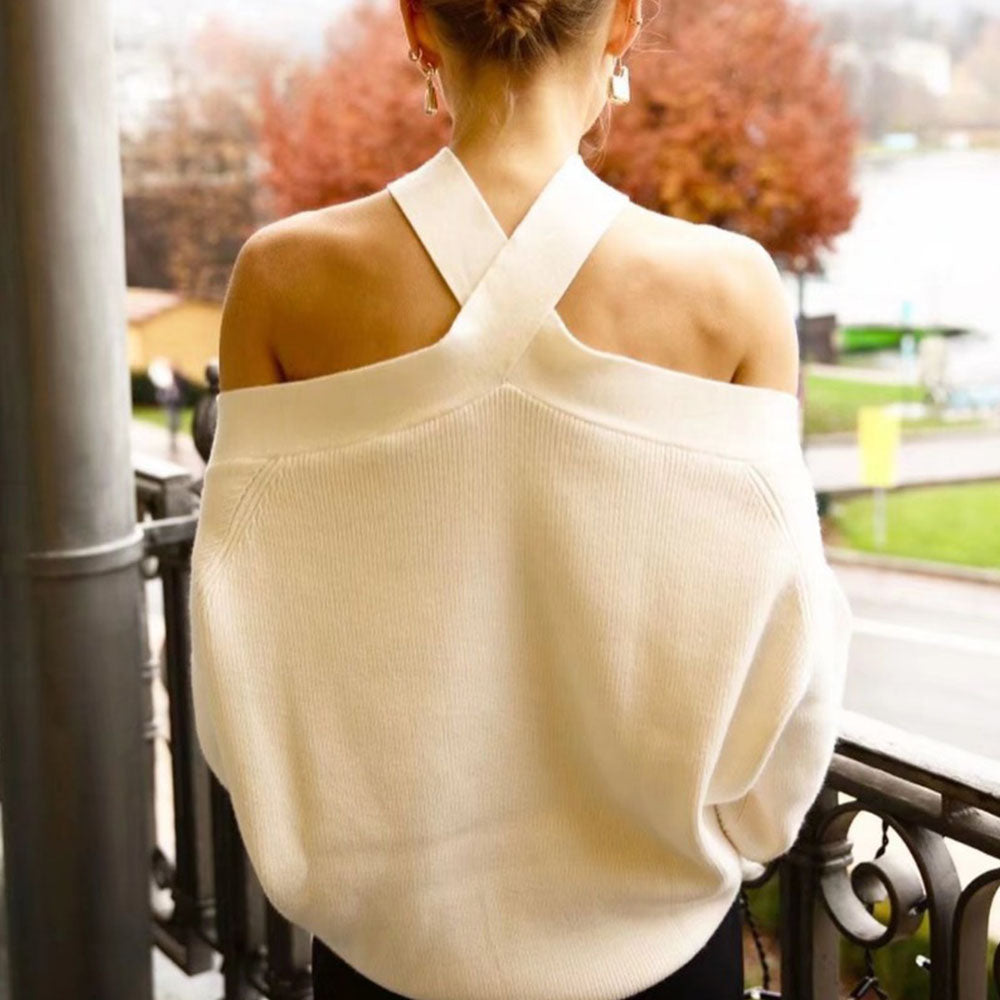 EB | Off-shoulder Pullover Weicher Strick Trendy und Elegant