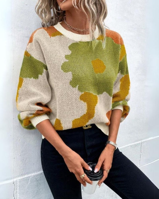 EB | Strickpullover mit Abstraktem Floral-Muster