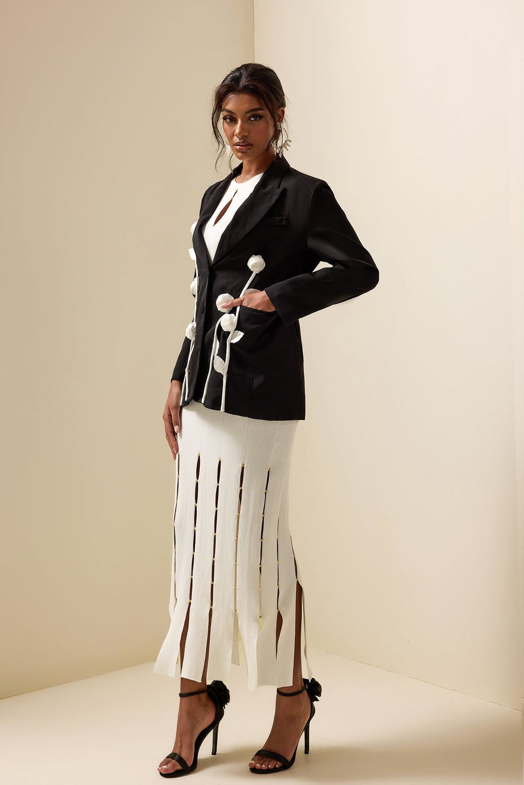 EB | Kontrast Langarm Blazer Jacke