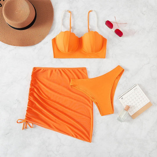 EB | Dreiteiliger einfarbiger Bikini