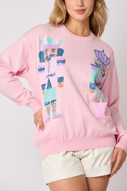 EB | Weihnachtssoldat Pailletten Mode Lässiger Sweatshirt
