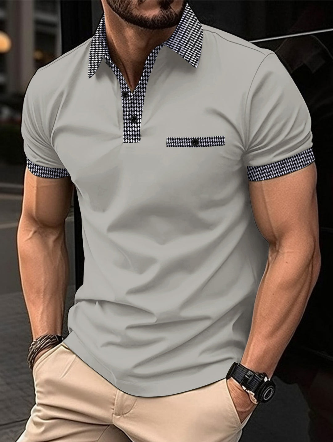 EB | Farblich passendes POLO-Shirt mit Knöpfen