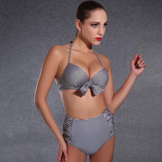 Damen Hochgeschnittener Bikini mit verspieltem Schleifendetail EB