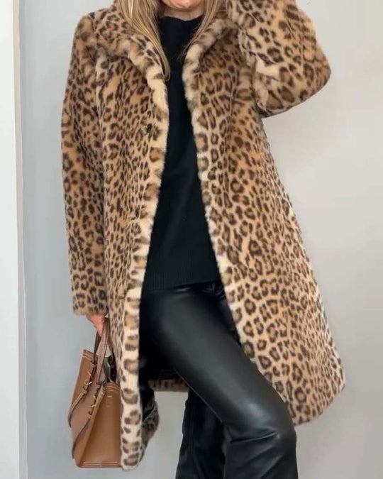 EB | Leopard Lange Weiche Jacke