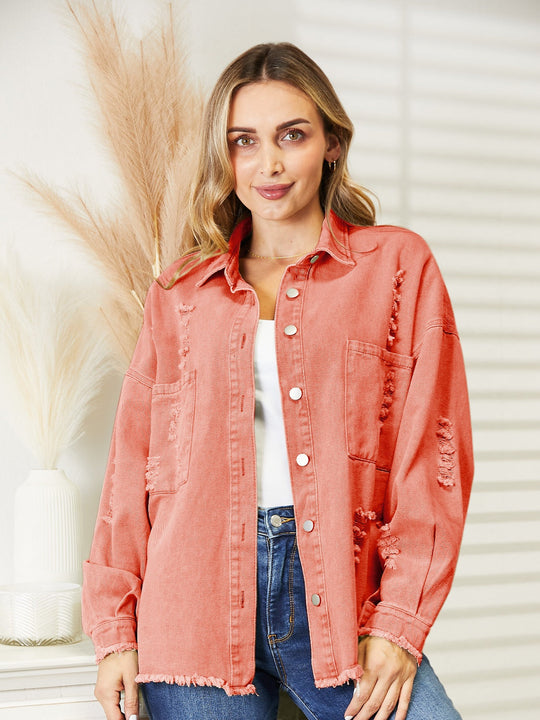 EB | Zerrissene Rohsaum-Denimjacke