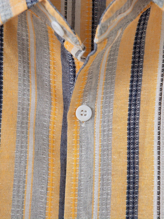 EB | Gestreiftes Baumwoll Leinen Herrenhemd für Entspannte Looks