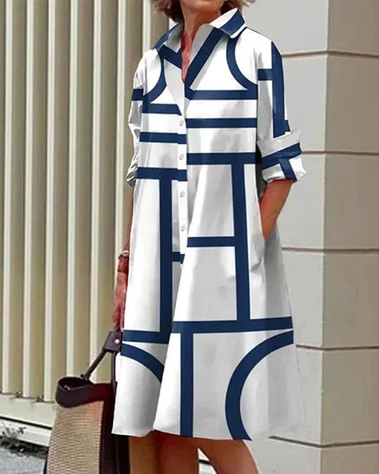 EB | Kleid mit Taschen und Geometrischem Aufdruck