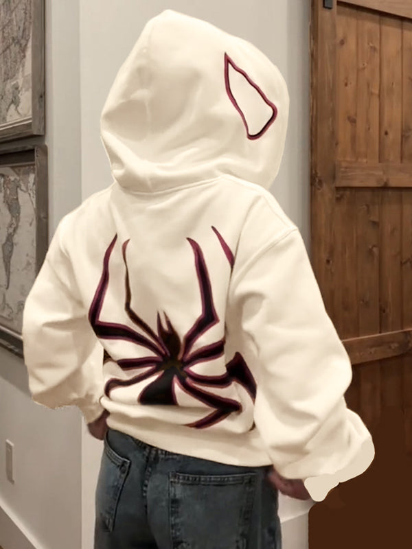 EB | Hoodie mit Reißverschluss Und Spinnenprint