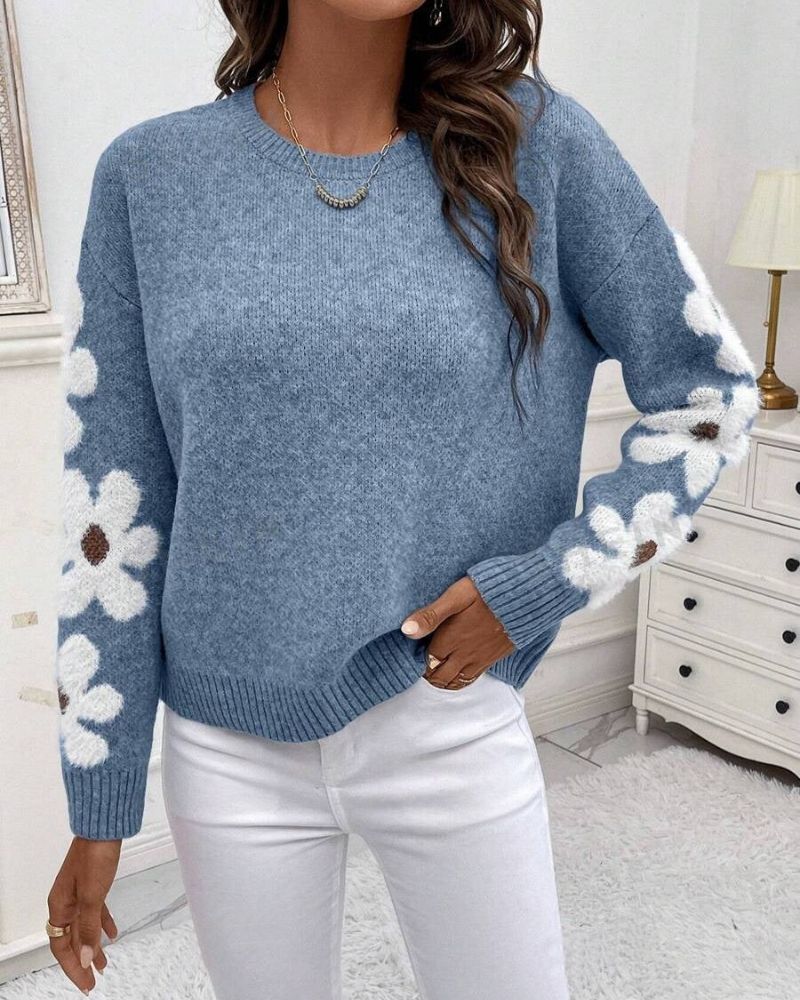 EB | Strickpullover mit Floralem Muster