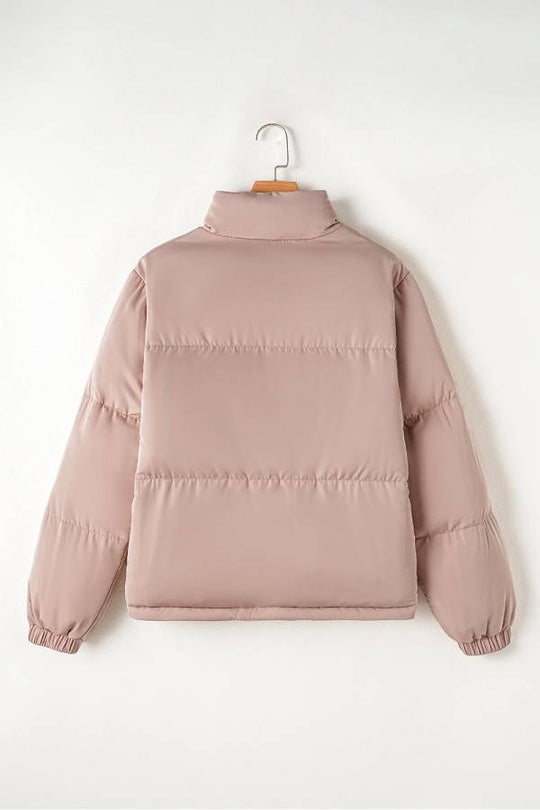 EB | Rosa Volle Reißverschluss Gesteppt Pufferjacke