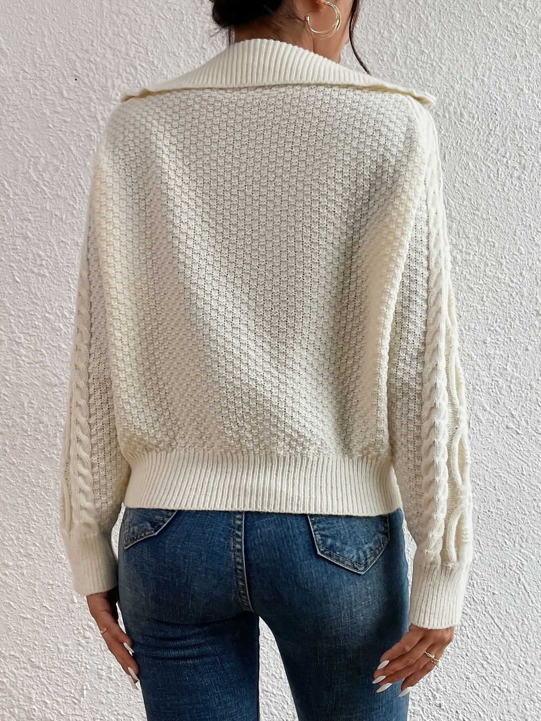 EB | Kabelstrickpullover mit Reißverschlusskragen