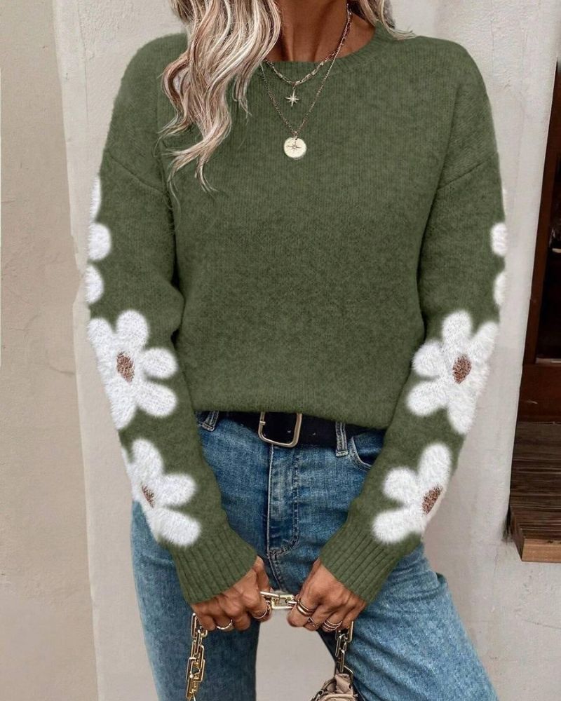 EB | Strickpullover mit Floralem Muster