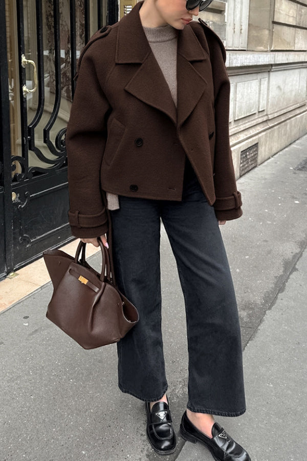 EB | Revers Temperament Doppelreiher Haar Wolljacke