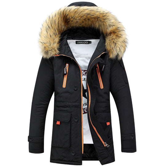 Herren Winterparka mit abnehmbarer Kapuze und praktischem Taschen-Design EB