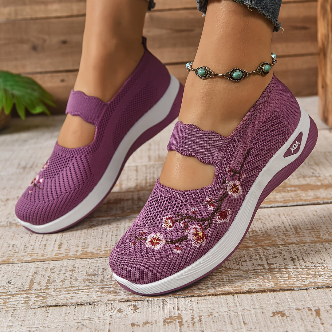 Blumenbestickte Mesh Slip-On Schuhe EB EB