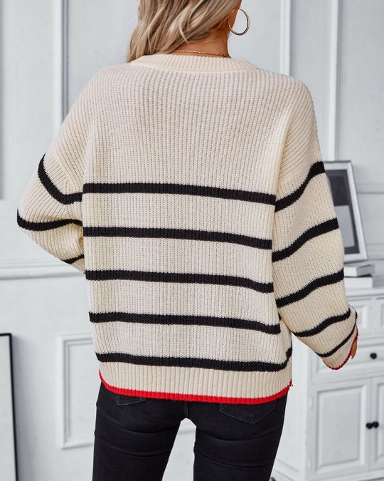 EB | Klassischer Gestrickter Pullover mit Gestreiftem Muster