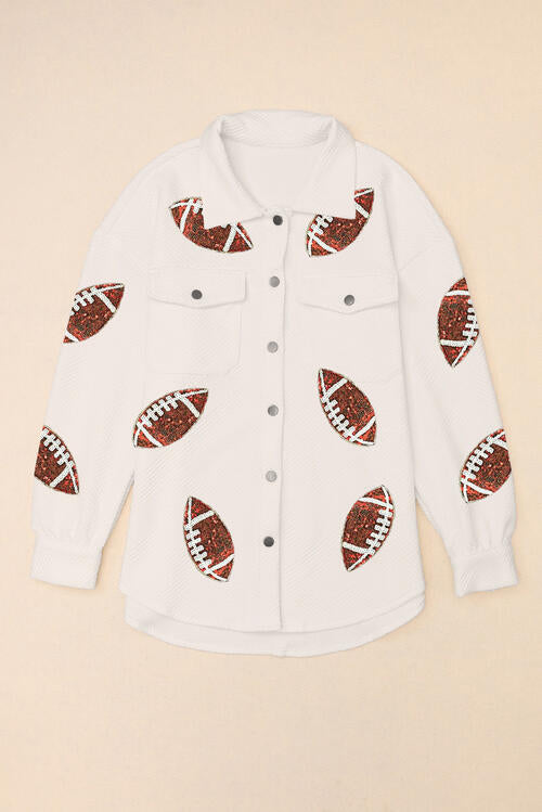 EB | Pailletten Fußball Patches Kragen Snaps Knopf Jacke