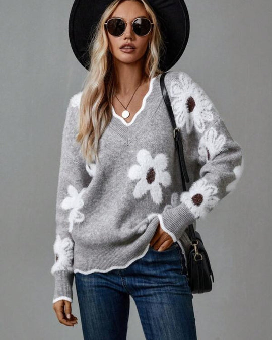 EB | Strickpullover mit Blumen