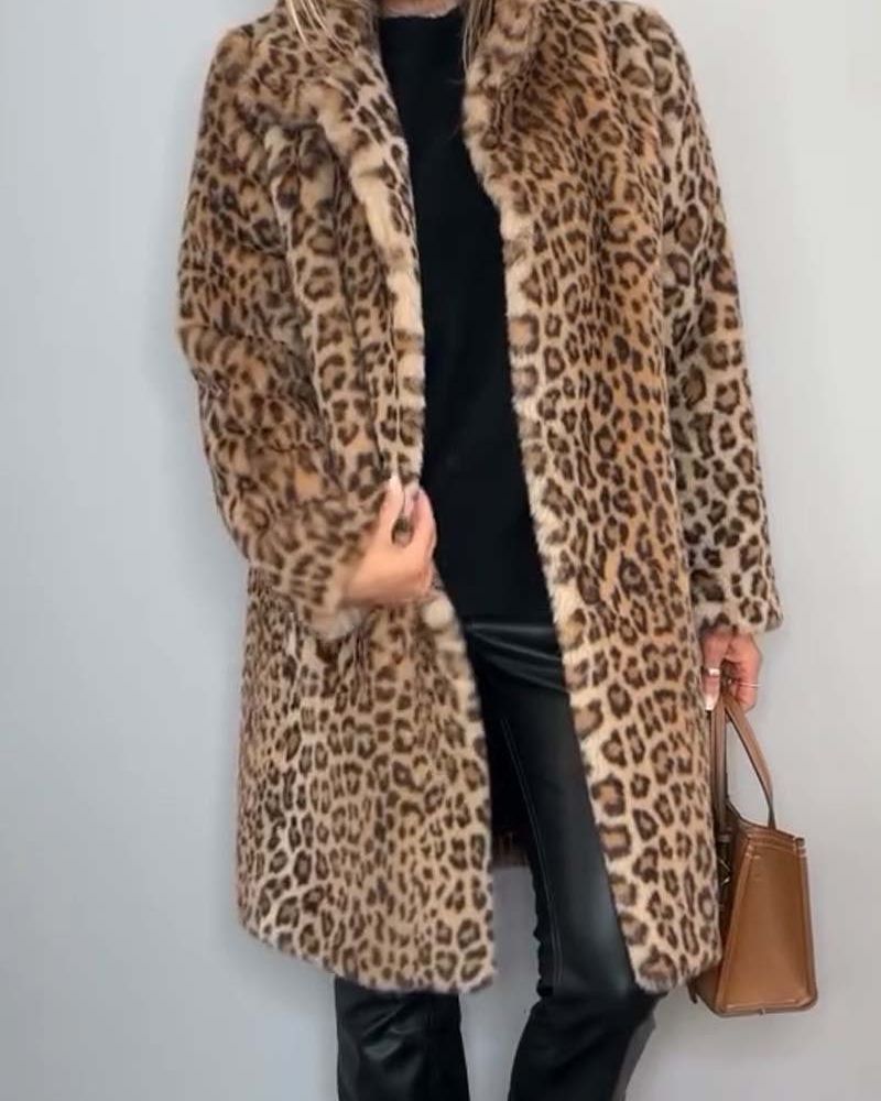 EB | Leopard Lange Weiche Jacke