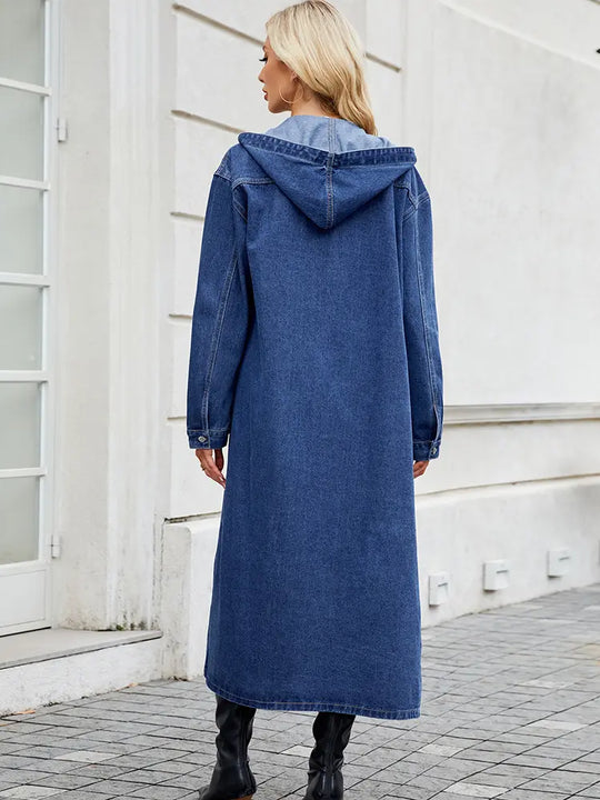EB | Damen Langer Denim-Trenchcoat