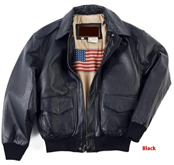 EB | Retro Übergroßer Us Air Force Fellimitationsledermantel
