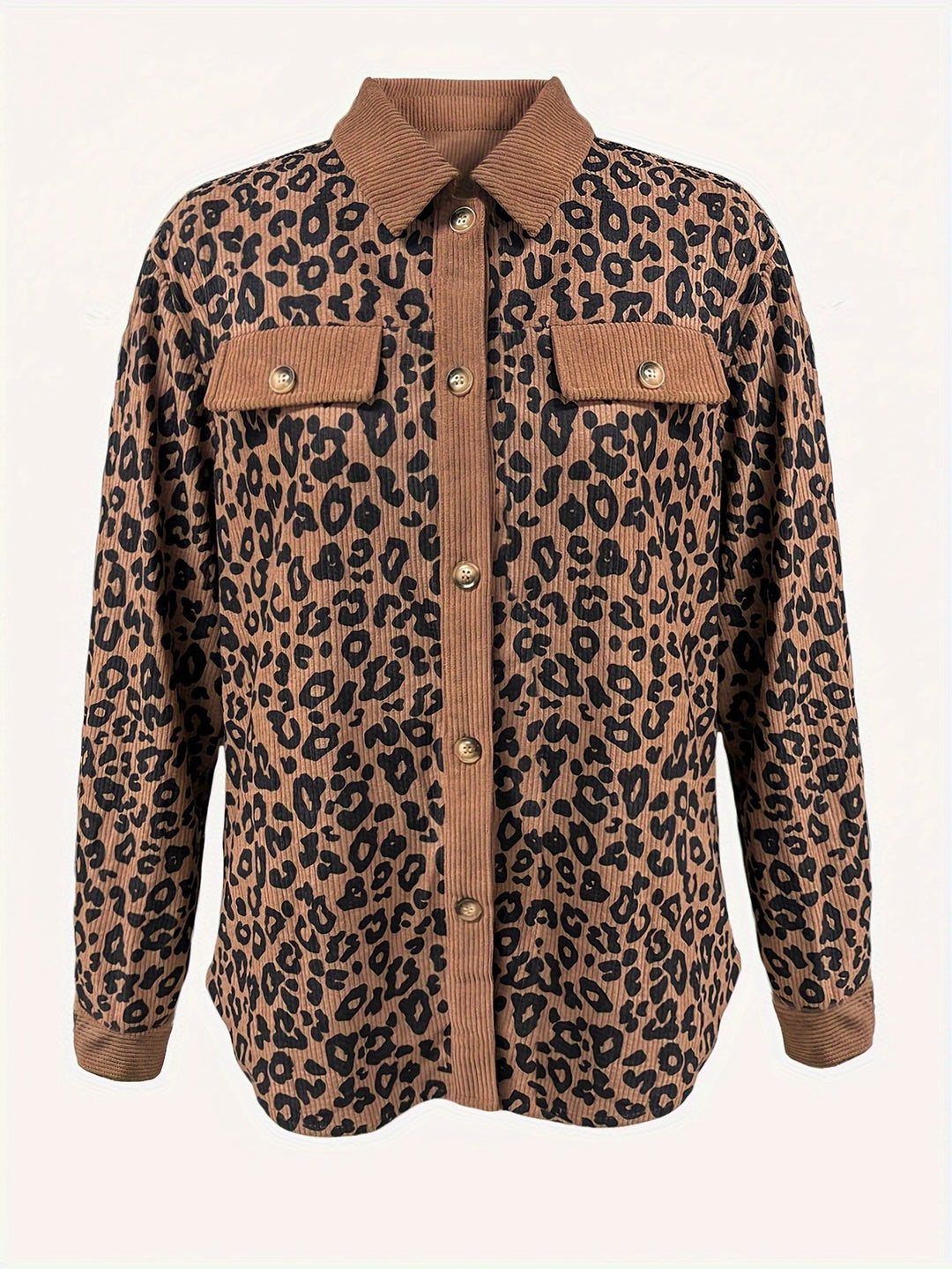 EB | Leopardenmuster Langhe Hemdbluse Polyester Stilvoll und Trendy