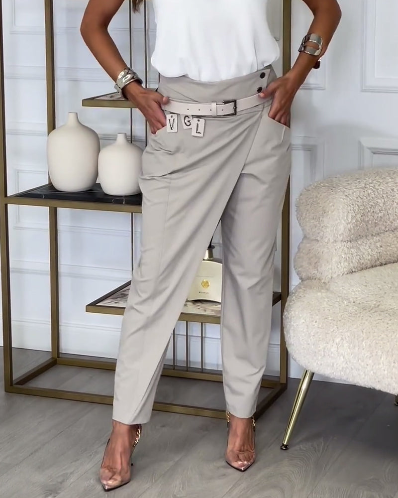 EB | Hose In Einfarbiger Farbe mit Unregelmäßigem Patchwork und Taschen