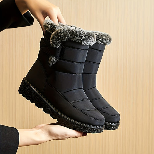 Schwarz Wasserdichte Winterstiefel Für Damen EB