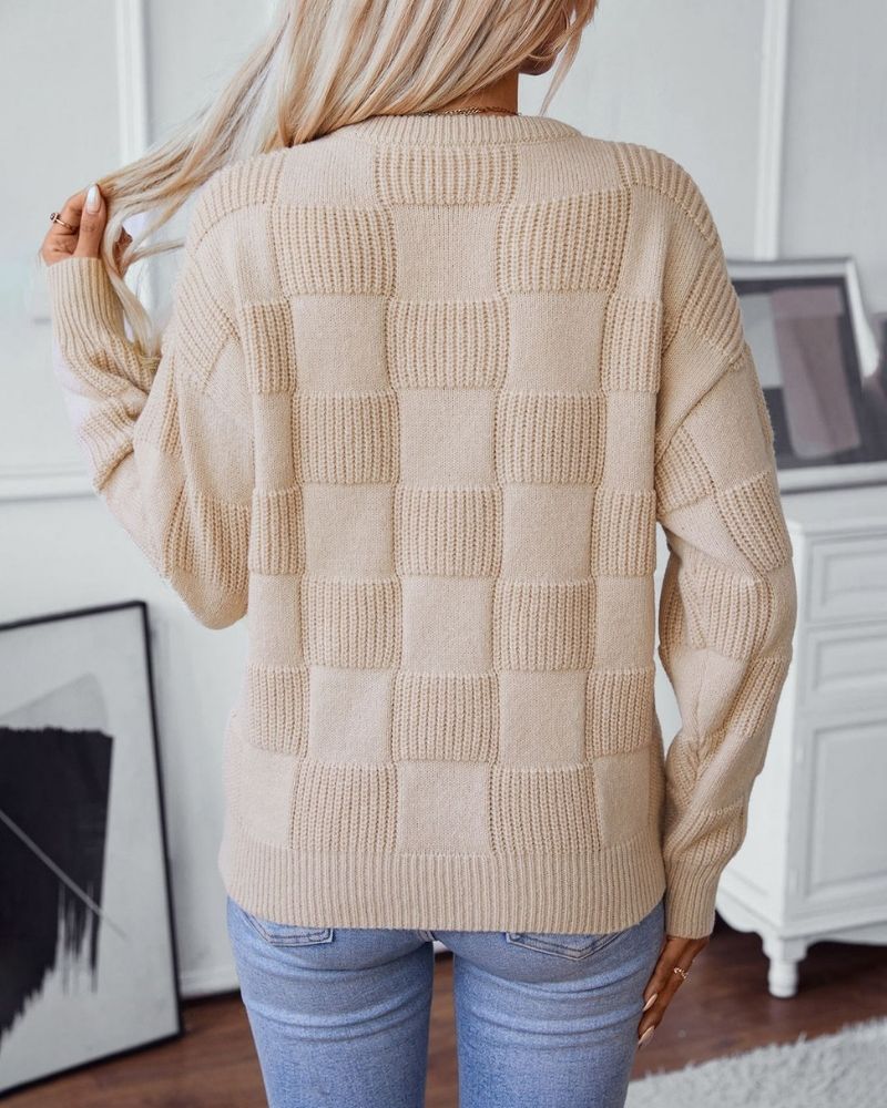 EB | Grober Strickpullover mit Karomuster