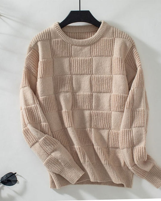 EB | Grober Strickpullover mit Karomuster