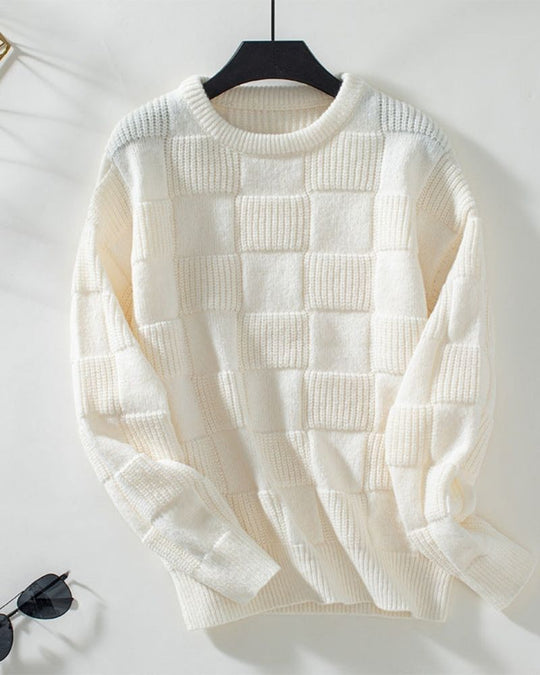 EB | Grober Strickpullover mit Karomuster