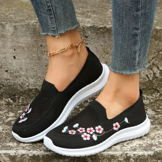 Atmungsaktive Schuhe mit floralem Stickerei EB