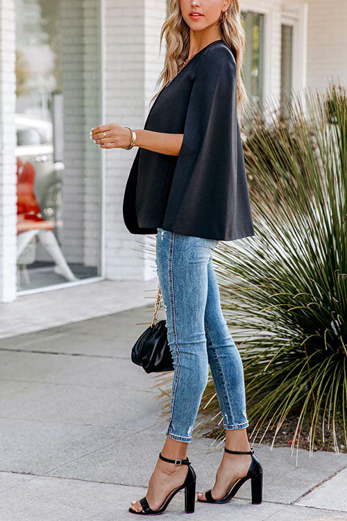 EB | Rosiedress Offene Front Schlitzärmel Cape Jacke
