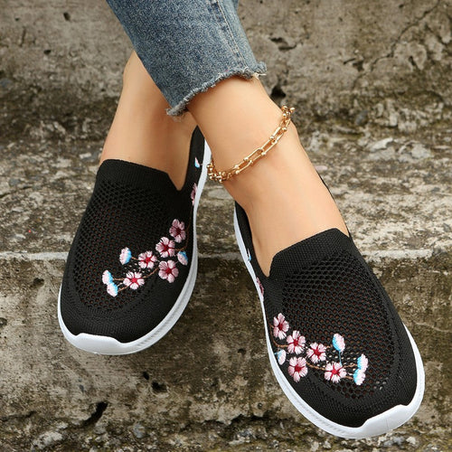 Atmungsaktive Schuhe mit floralem Stickerei EB
